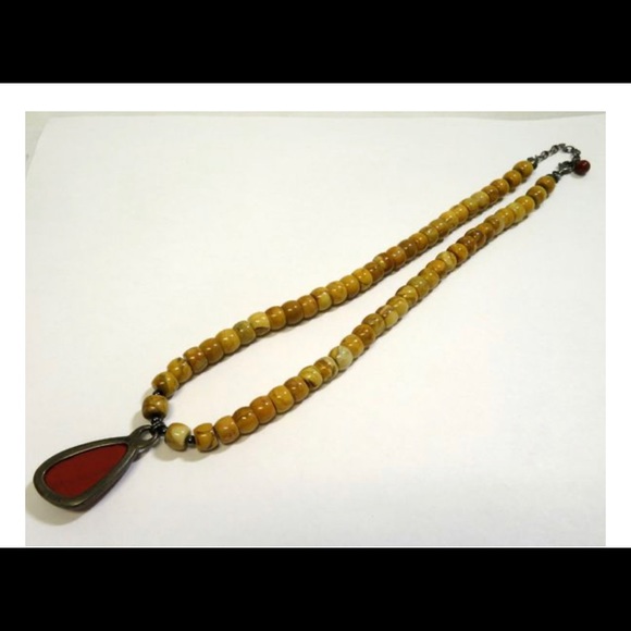 JASPER Red&Tan 925 Native Tribal Boho Necklace - Picture 6 of 8
